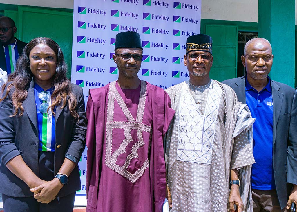 Fidelity-Bank-Supports-Quality-Education-delivery-in-Bauchi L-R: Team Lead, Corporate Social Responsibility, Fidelity Bank Plc, Victoria Abuka; Commissioner for Education, Bauchi State, Dr. Lawal Mohammed; Permanent Commissioner Bauchi SUBEB, Alh. Ishiaku Azare; and the Relationship Manager, Fidelity Bank, Bauchi State, Ibrahim Aliyu Representing the Regional Bank Head, Northeast Region, Dr Musa Tarimbuka; during the commissioning of a renovated three blocks of seven classrooms at Kobi Government Primary School in Bauchi recently.